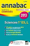 Sciences 1re ES,L 2013